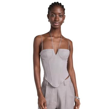 Stylish Lioness Women's Del Gato Corset Top - Grey with Sweetheart Neckline