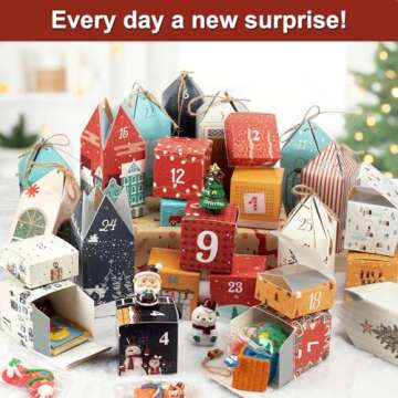 DIY Christmas Advent Calendar Boxes to Fill, 25 Numbered Empty Advent Calendar Houses Boxes, 2024 Co...