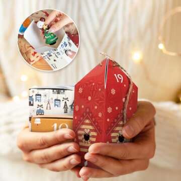 DIY Christmas Advent Calendar Boxes to Fill, 25 Numbered Empty Advent Calendar Houses Boxes, 2024 Countdown Advent Calendars Surprise Gift Boxes for Kids Family Friends, XMAS Holiday Decor -25 Designs