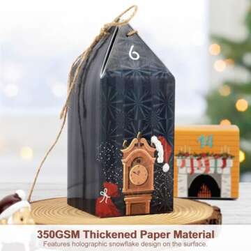 DIY Christmas Advent Calendar Boxes to Fill, 25 Numbered Empty Advent Calendar Houses Boxes, 2024 Countdown Advent Calendars Surprise Gift Boxes for Kids Family Friends, XMAS Holiday Decor -25 Designs