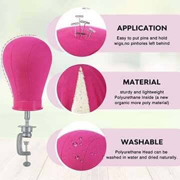 Neverland Beauty & Health Wig Stand Tripod with Head,23 Inch Red Wig Head Stand with Mannequin Head,...