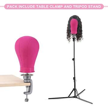 Neverland Beauty & Health Wig Stand Tripod with Head,23 Inch Red Wig Head Stand with Mannequin Head,Canvas Head for Wigs,Foldable Mannequin Head Stand Set for Wig Making Display