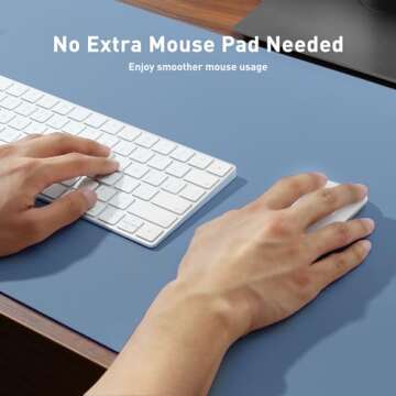 Aothia Leather Desk Pad Protector, Large Mouse Pad, Office Desk Mat, Non-Slip PU Leather Desk Blotter, Laptop Desk Pad, Waterproof Desk Writing Pad for Office and Home (Denim Blue, 23.6" x 13.7")