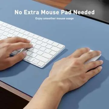 Aothia Leather Desk Pad Protector, Large Mouse Pad, Office Desk Mat, Non-Slip PU Leather Desk Blotter, Laptop Desk Pad, Waterproof Desk Writing Pad for Office and Home (Denim Blue, 23.6" x 13.7")