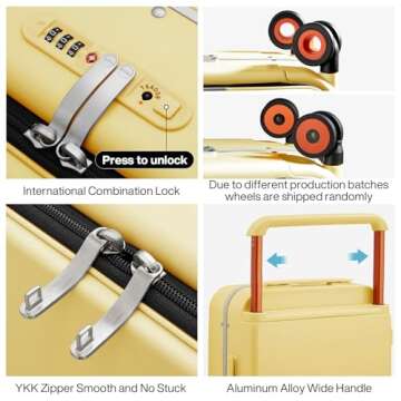 Mixi Luxury Carry On Luggage with Aluminum Frame & Spinner Wheels