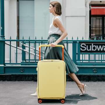 Mixi Luxury Carry On Luggage with Aluminum Frame & Spinner Wheels