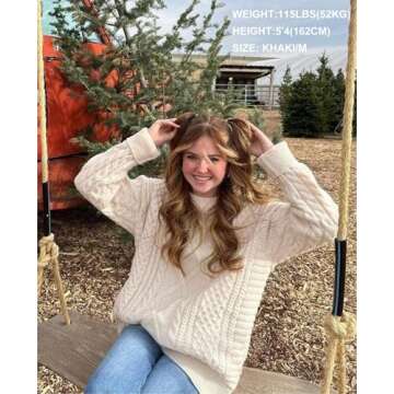 Aelfric Eden Oversized Knit Sweater Solid Vintage Pullover Sweater Unisex Woven Crewneck Knitted Tops Khaki