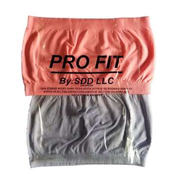 PRO FIT Women's Strapless Seamless Bandeau Bra Multi Pack