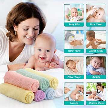 HOMEXCEL Baby Washcloths 24 Pack-Microfiber Coral Fleece Baby Bath Face Towel 7 x 9 Inch Extra Absor...