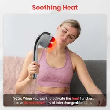 Snailax Cordless Handheld Massager with Heat and Dual Heads