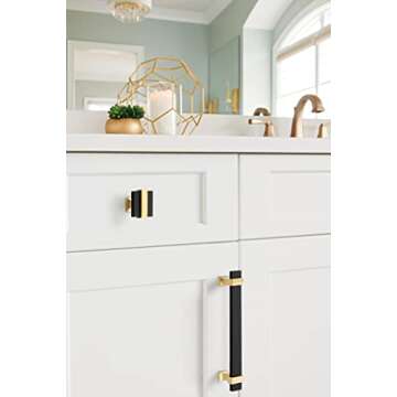 Amerock Overton Cabinet Knob in Brushed Black/Gold 1-3/8"