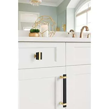 Amerock Overton Cabinet Knob in Brushed Black/Gold 1-3/8"