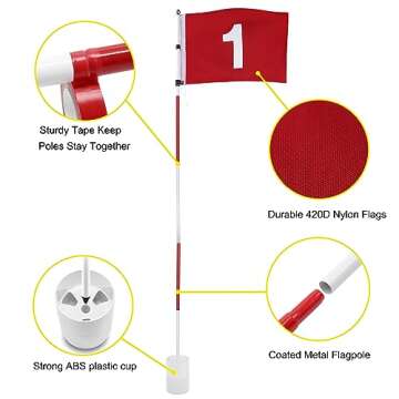 KINGTOP 6ft Portable Golf Flagstick for Backyard Fun