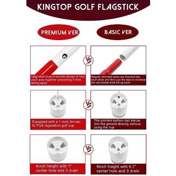 KINGTOP 6ft Portable Golf Flagstick for Backyard Fun