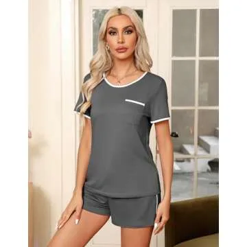 Soft Two Piece Ekouaer Pajama Set for Women - Dark Gray