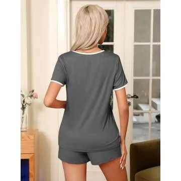 Soft Two Piece Ekouaer Pajama Set for Women - Dark Gray