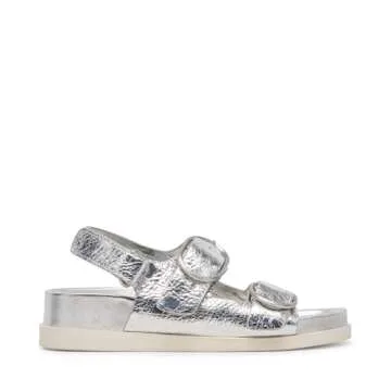 Dolce Vita Women's Starla Sandal, Silver Distressed Leather, 9