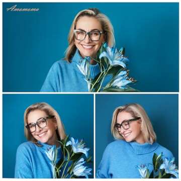 AMOMOMA 3 Pack Retro Oversized Square Reading Glasses for Women Trendy Chunky Blue Light Blocking Re...