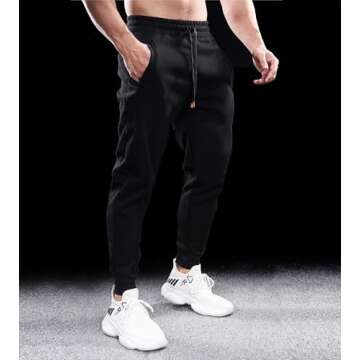 Fioboc Jogger for Men Weekend Performance Sweatpants Active Jogger Sweatpants with Zipper Pocket Ath...