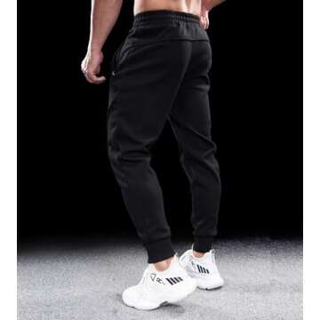 Fioboc Jogger for Men Weekend Performance Sweatpants Active Jogger Sweatpants with Zipper Pocket Athletic Pants Black M