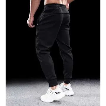 Fioboc Jogger for Men Weekend Performance Sweatpants Active Jogger Sweatpants with Zipper Pocket Athletic Pants Black M