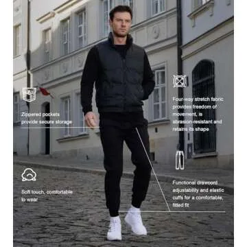 Fioboc Jogger for Men Weekend Performance Sweatpants Active Jogger Sweatpants with Zipper Pocket Athletic Pants Black M