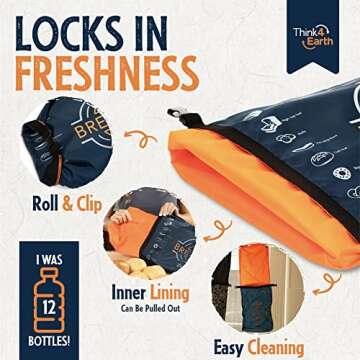 Think4Earth® - (2 Pack) Bread Bag - Reusable freezer bread bag for homemade bread maker gift giving - Bread Container for Sourdough Loafs Storage, Large Bread Bags for Homemade Bread with Lining