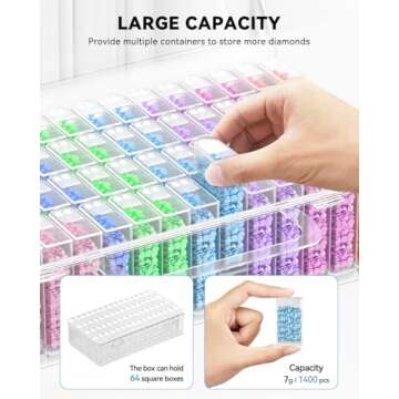 ARTDOT Diamond Painting Storage Containers, Diamond Art Portable Bead Storage Organizer 64 Gird Diam...