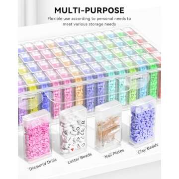 ARTDOT Diamond Painting Storage Containers, Diamond Art Portable Bead Storage Organizer 64 Gird Diamond Painting Accessories (Storage Box)