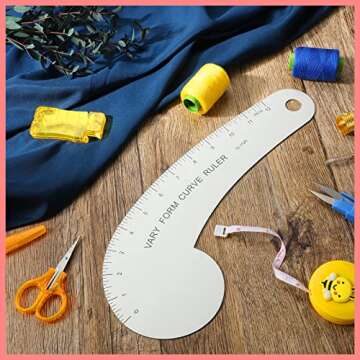 Vary Form Curve Ruler 12'' Solid Aluminum French Curve Hip Curve Ruler for Measuring Sewing Design Making