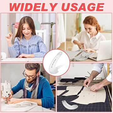 Vary Form Curve Ruler 12'' Solid Aluminum French Curve Hip Curve Ruler for Measuring Sewing Design Making