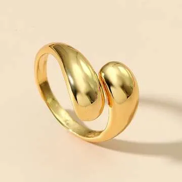 Long tiantian Chunky Gold Rings for Women Thick Statement Rings Gold Chunky Stacking Rings Open Dome Chunky Rings Jewelry Gifts Trendy Stuff