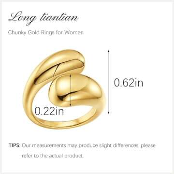 Long tiantian Chunky Gold Rings for Women Thick Statement Rings Gold Chunky Stacking Rings Open Dome Chunky Rings Jewelry Gifts Trendy Stuff