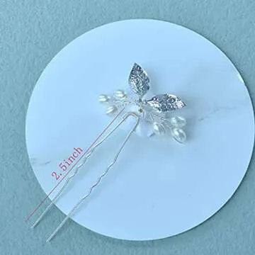 Wedding Hair Clips, Bridal Hair Pins 5 Packs Silver Ceramic Flower Hair Accessories for Brides, Girl, Women, Flower Girl