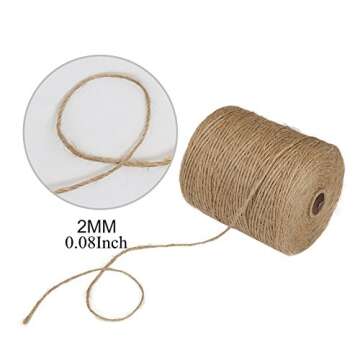 Tenn Well Natural Jute Twine, 984 Feet 2mm Garden Twine, Brown Jute String for Arts and Crafts, Gard...