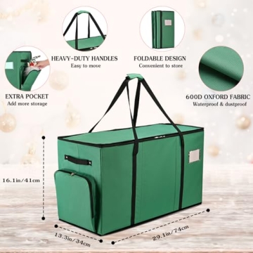 Irrantan 2-in-1 Christmas Ornament Storage Box & Xmas Figurine Container, Premium Christmas Ornament Storage Container - Holds Up to 64pcs-3” Ornaments, Adjustable Dividers, 4 Individual Trays -Green