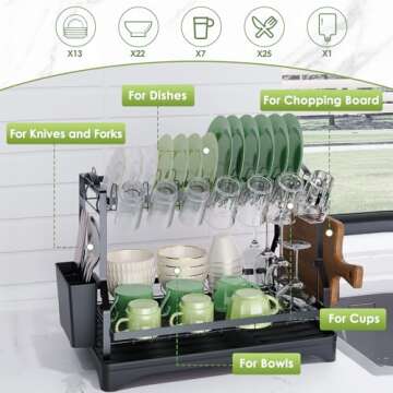 AndUp 2-Tier Dish Drying Rack for Effortless Kitchen Elegance