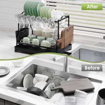 AndUp 2-Tier Dish Drying Rack for Effortless Kitchen Elegance