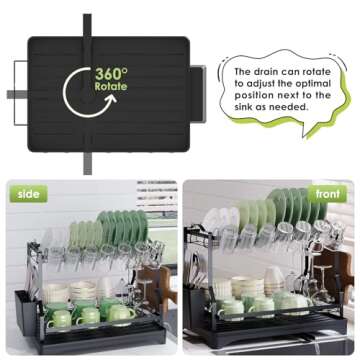AndUp 2-Tier Dish Drying Rack for Effortless Kitchen Elegance