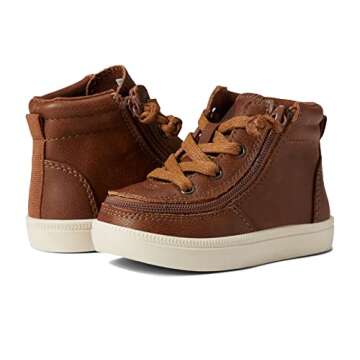 BILLY Footwear Kids Harmon High Sneakers for Toddler, and Little Kids - Man-Made Upper, Cushioned Footbed, and Zippered ClosureBrown 5 Toddler M