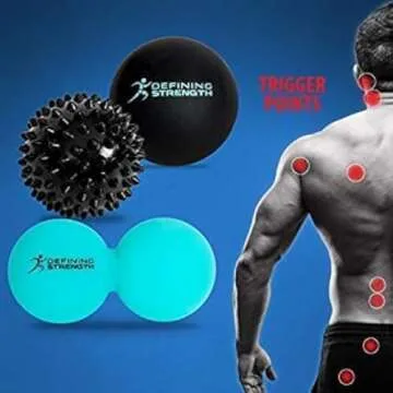 Top 3 Massage Balls Set, Spiky, Lacrosse Ball, Peanut Roller Massager. for Self Myofascial Trigger Point Release, Physio Rehab & Back Muscle Knots