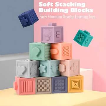 Montessori Toys Soft Stacking Building Blocks Rings Balls Sets 3 in 1 Baby Toys Bundle for Babies 6-...