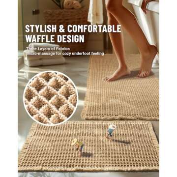 Furicher Large Waffle Bath Mat Set, Non Slip Bathroom Mat Set, Ultra Absorbent Bath Mats for Bathroo...