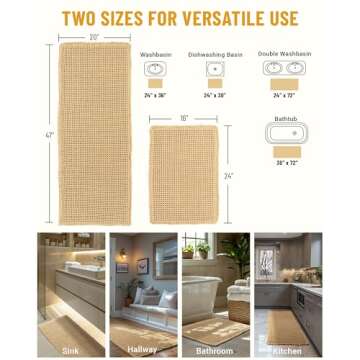 Furicher Large Waffle Bath Mat Set, Non Slip Bathroom Mat Set, Ultra Absorbent Bath Mats for Bathroom Decor, Extra Soft Floor Bathroom Rugs Sets 2 Piece, Washable Bath Rugs Set (20"×47" and 16"×24")