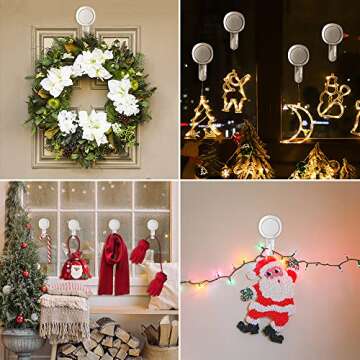 LUXEAR Suction Cup Hooks Reusable Suction Hooks for Shower Wall Vacuum Bathroom Suction Holder Removable Window Glass Door Suction Holder for Bathroom Kitchen Heavy Duty Hooks for Wreath (4 Pack)