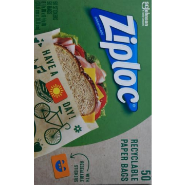 Ziploc Recyclable Paper Sandwich Snack Bags 50 Pack