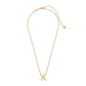 Kendra Scott Letter K Pendant Necklace for Women, Fashion Jewelry, 14k Gold-Plated Brass, Gold Metal...