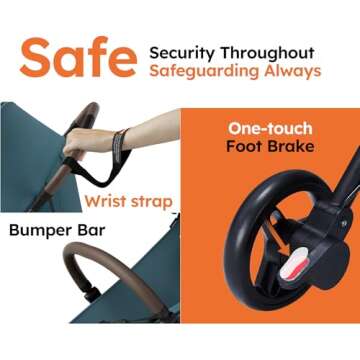 MAMAZING Baby Stroller with Organizer & Cushion, Mom’s Choice Gold Award Winner, Ultra Compact & Airplane-Friendly Travel Stroller, One-Handed Folding Stroller for Toddler, Only 11.5 lbs, Blue