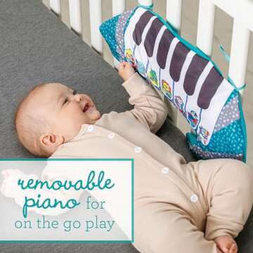 Infantino Grow with Me 3-in-1 Tummy Time Piano - 35 Sensory Stimulating Sounds, 3 Ways to Play, Tiny to Toddler, Attaches to Cribs, Tummy-Time