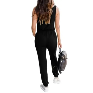 KIRUNDO Women's Summer Jumpsuit With Pockets and Drawstring